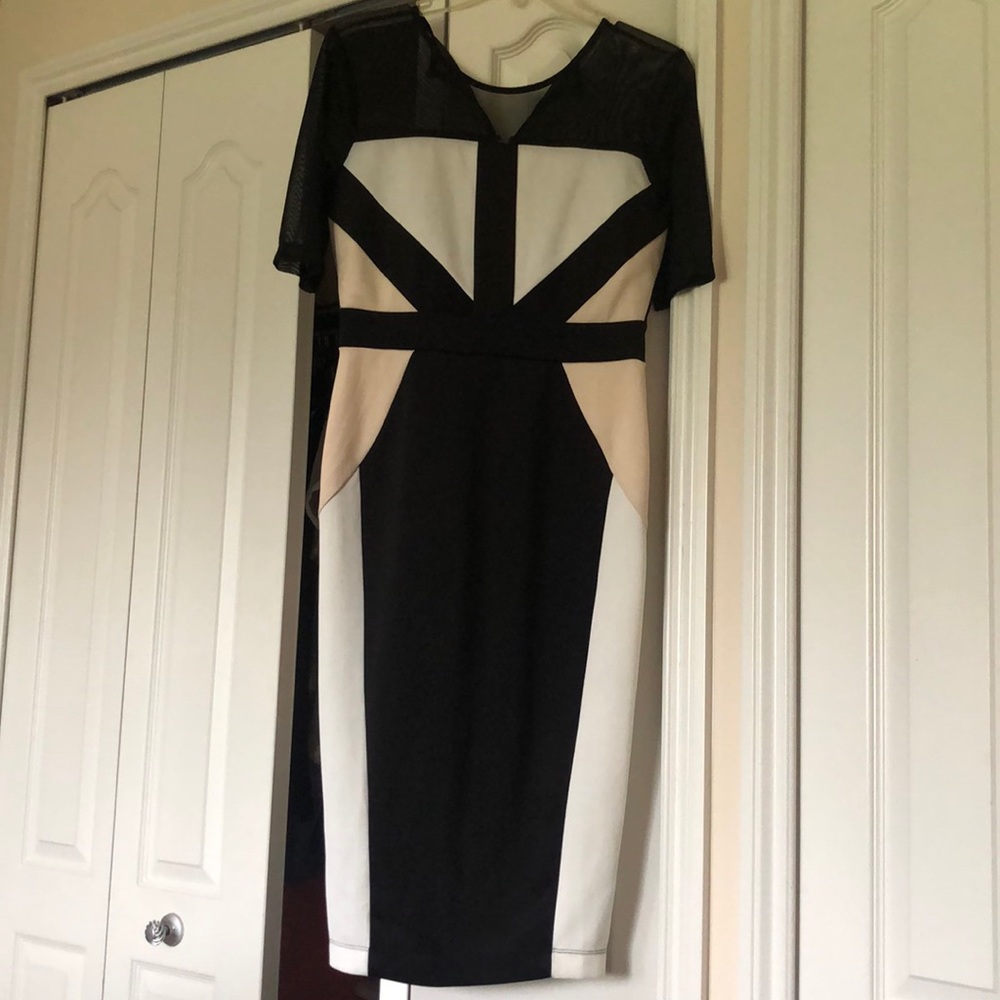 Black, pink, and white dress midi  size S NWOT
